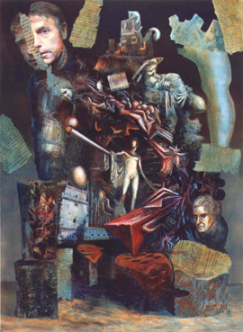 Oil paint and phototransfer on canvas, 132 x 195cm, 1993.